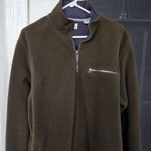 Izod Men's Zip Up Sweater in Dark Olive